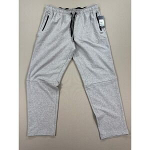 Reebok Doubletime Pants Men's XL Heather Gray Zip Pocket Slim Fit Drawstring